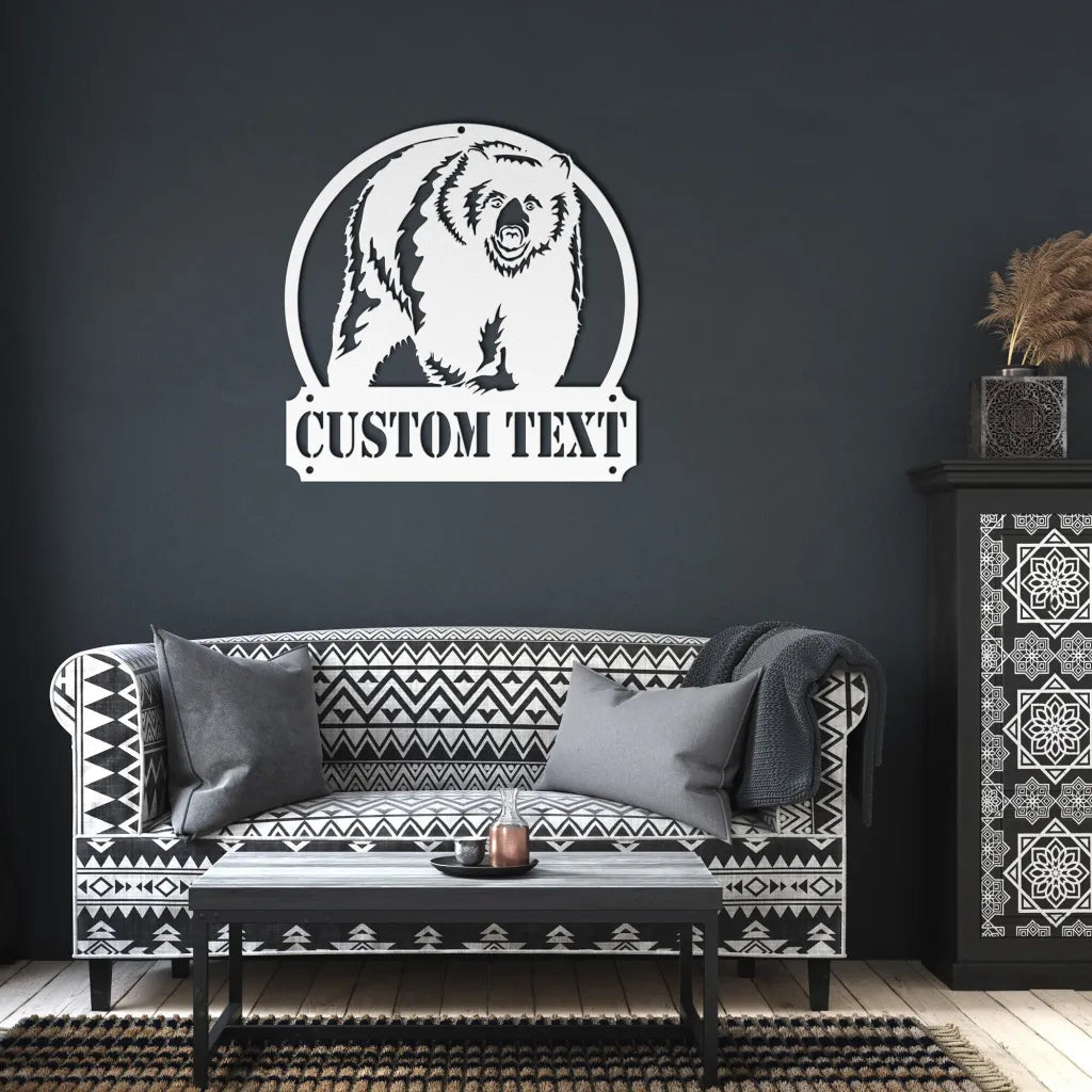 Custom Metal Bear Sign - Personalized Black Bear Metal Wall