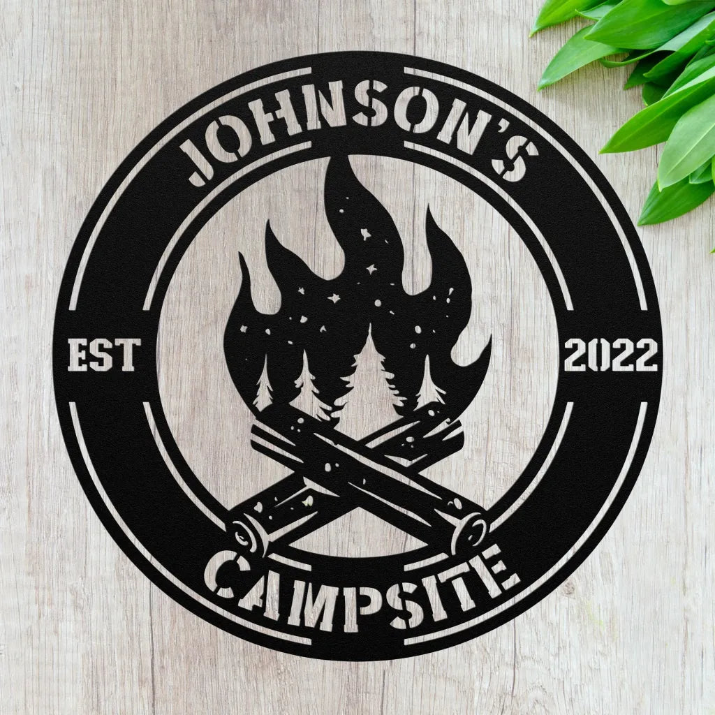 Custom Metal Campsite Welcome Sign - Personalized Outdoor