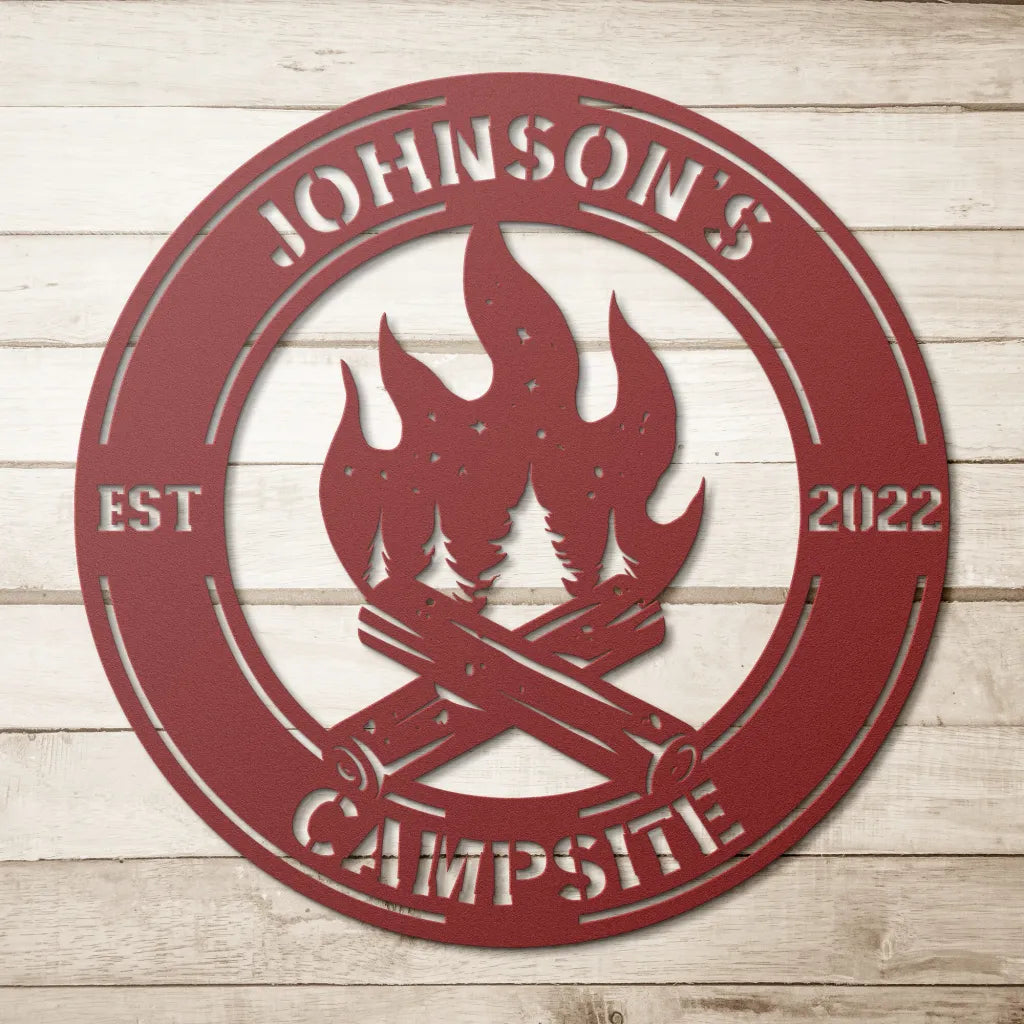 Custom Metal Campsite Welcome Sign - Personalized Outdoor