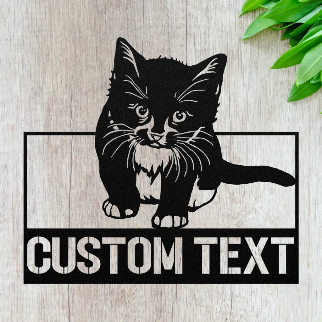 Custom Metal Cat Address Sign - Cats Lovers Gifts For Women