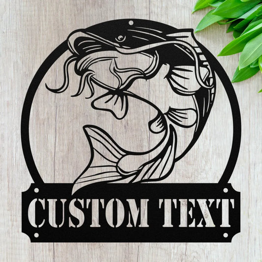 Custom Metal Catfish Sign - Personalized Fishing Wall Art