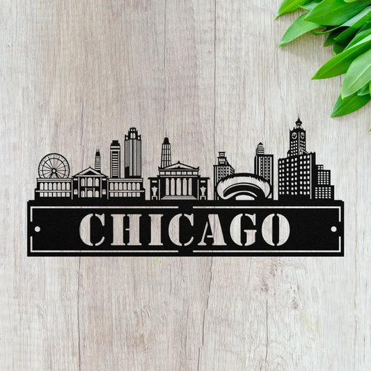 Custom Metal Chicago Sign - Personalized Chicago Skyline