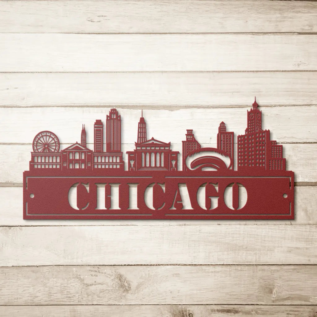 Custom Metal Chicago Sign - Personalized Chicago Skyline