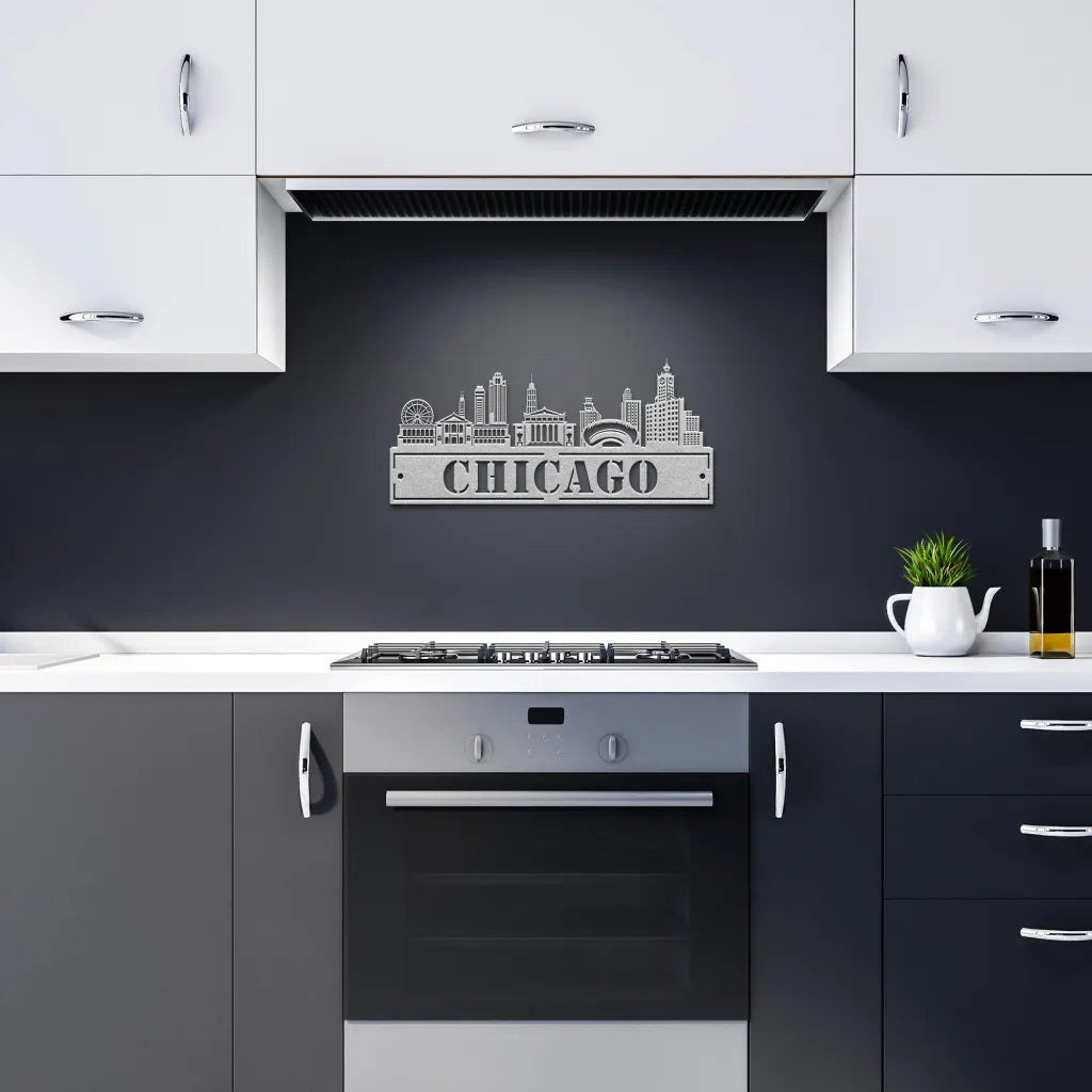 Custom Metal Chicago Sign - Personalized Chicago Skyline