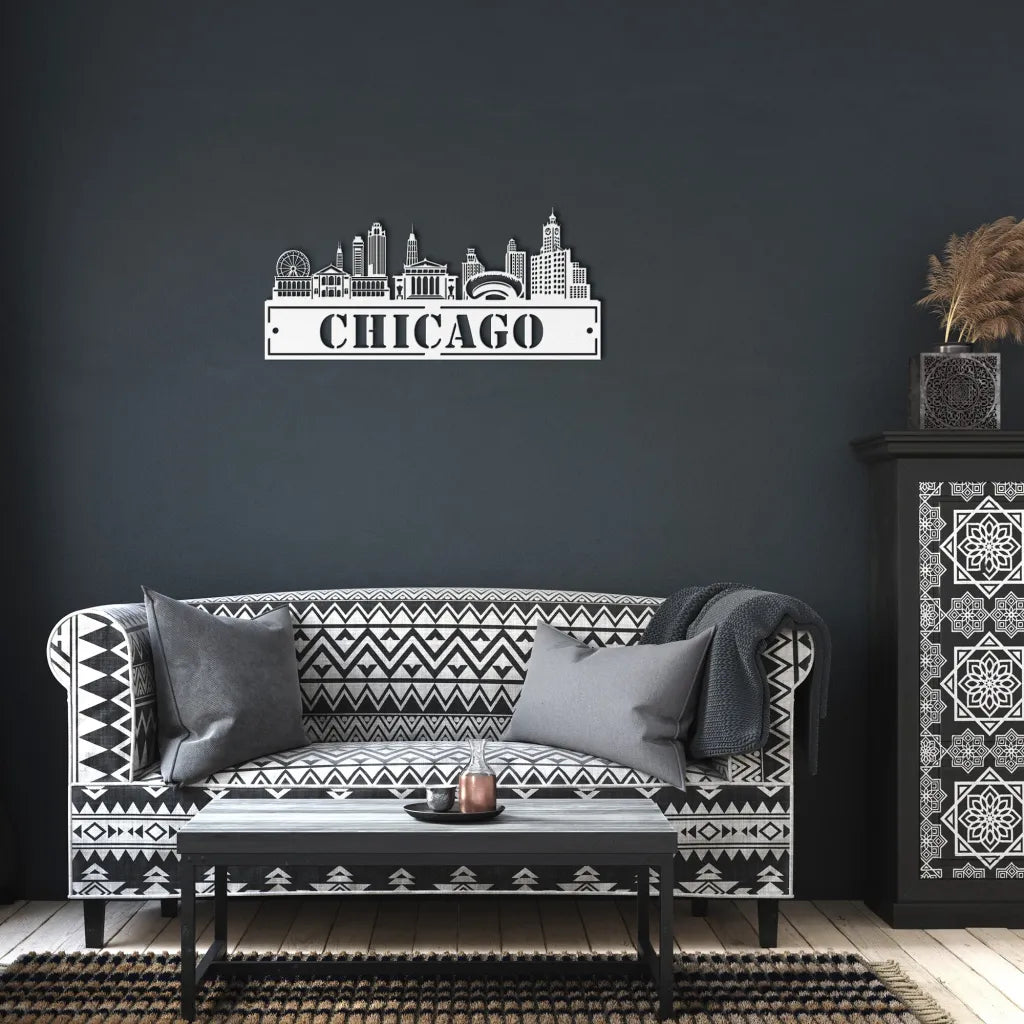 Custom Metal Chicago Sign - Personalized Chicago Skyline