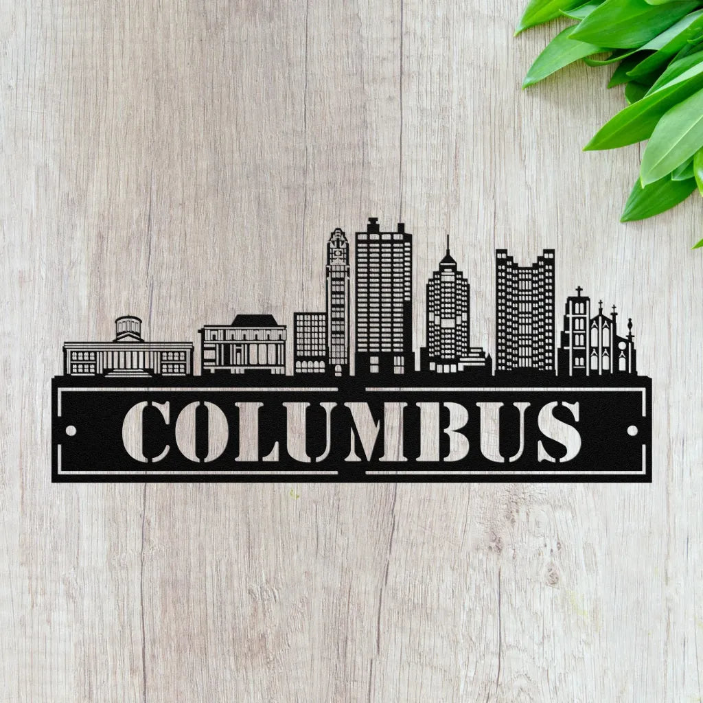 Custom Metal Columbus Sign - Personalized Columbus Skyline