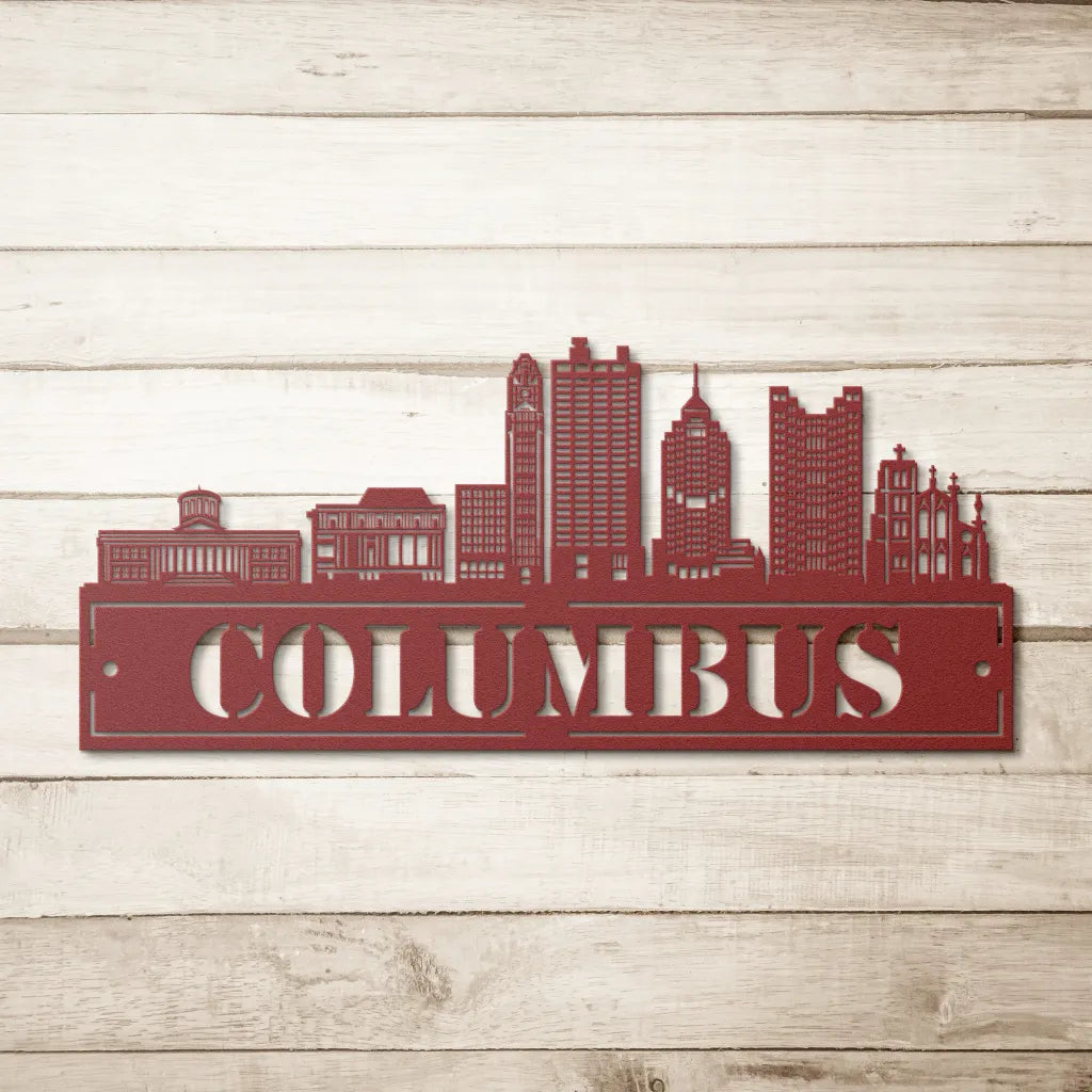 Custom Metal Columbus Sign - Personalized Columbus Skyline