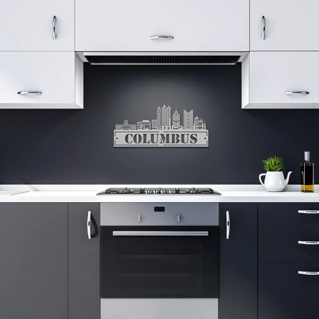 Custom Metal Columbus Sign - Personalized Columbus Skyline