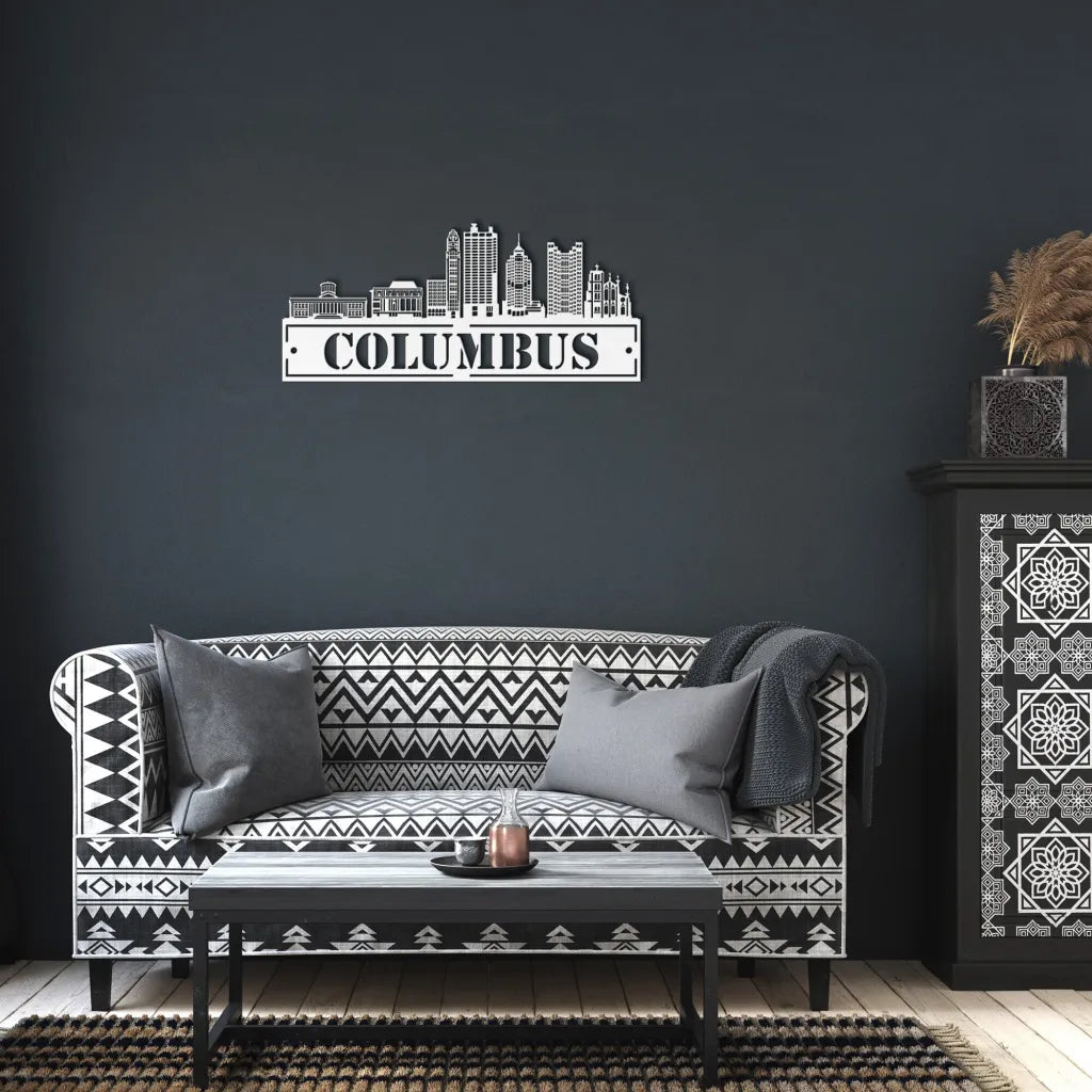 Custom Metal Columbus Sign - Personalized Columbus Skyline