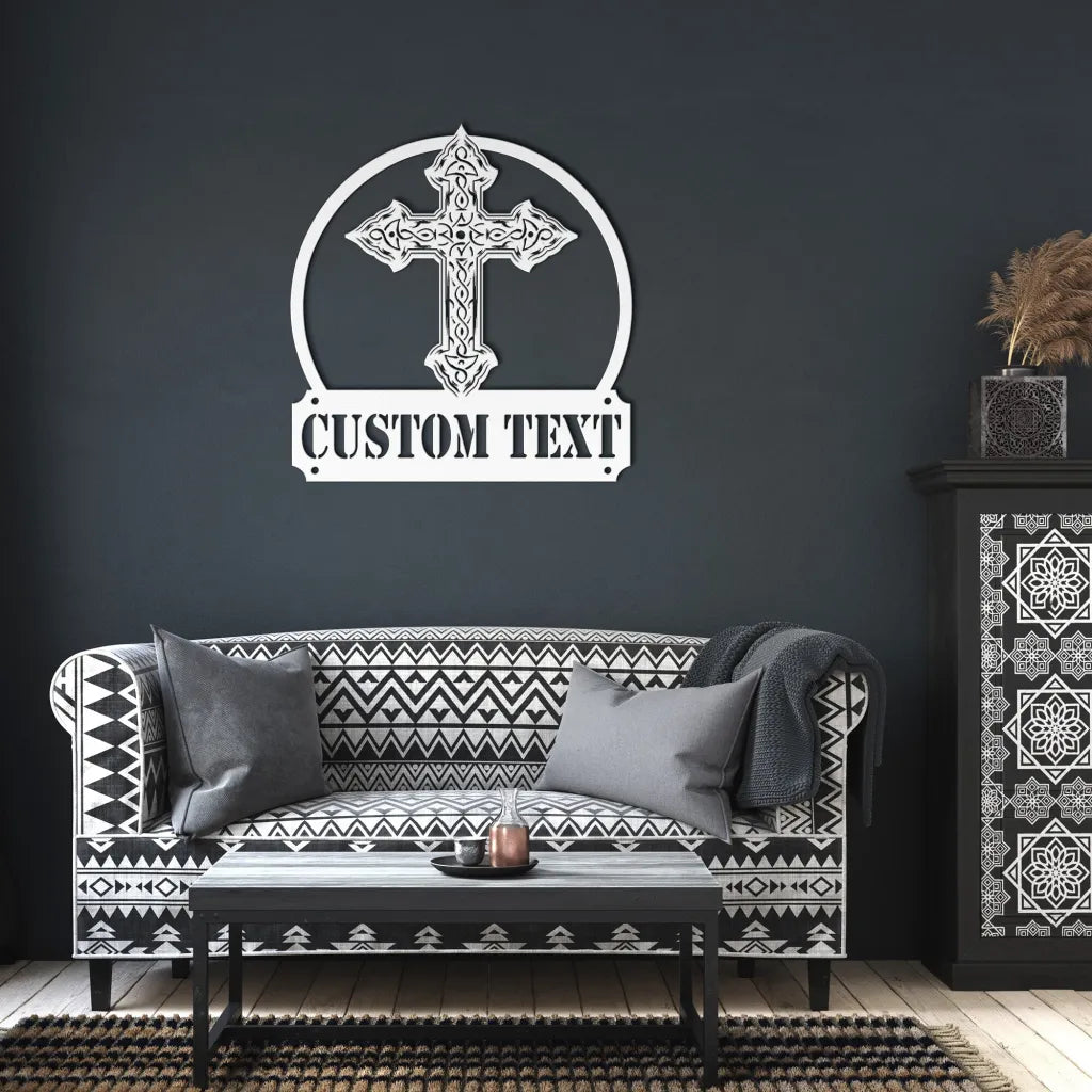 Custom Metal Cross Wall Art - Personalized Christian Metal