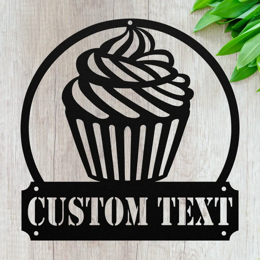 Custom Metal Cupcake Sign - Personalized Bakery Shop Wall