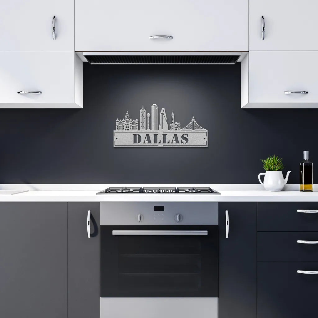 Custom Metal Dallas Sign - Personalized Dallas Skyline Wall