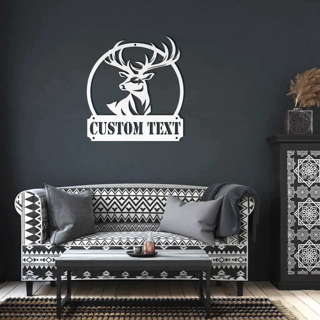 Custom Metal Deer Welcome Sign - Personalized Metal Wall Art