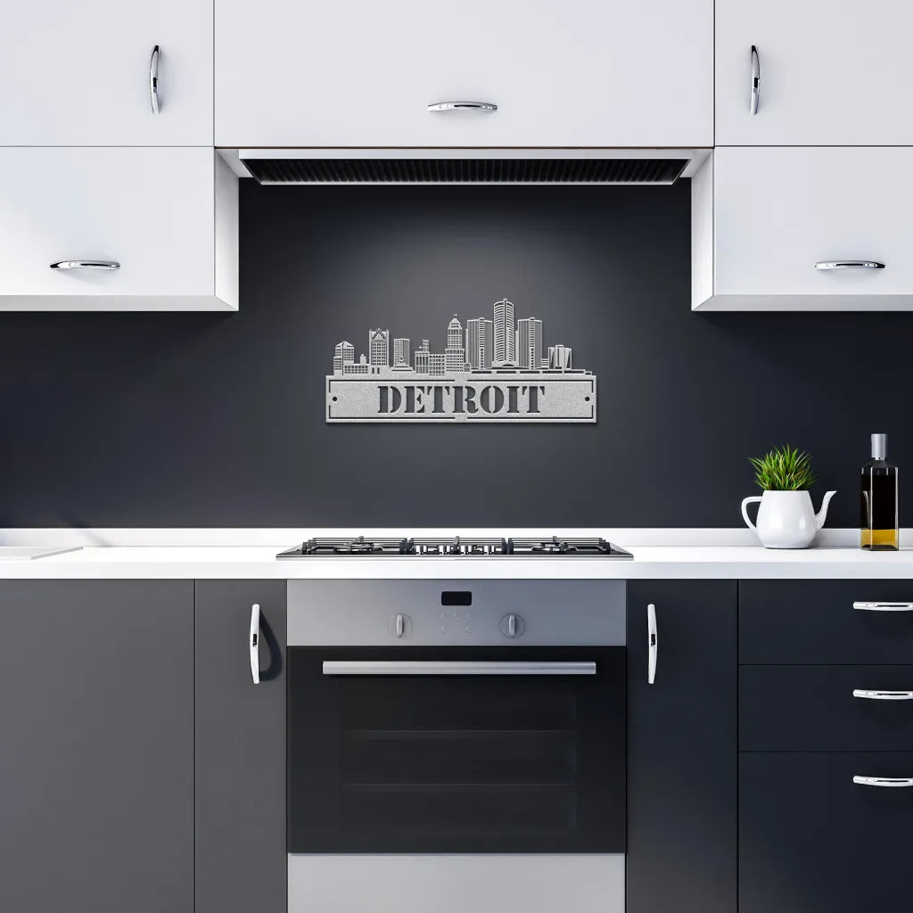 Custom Metal Detroit Sign - Personalized Detroit Skyline