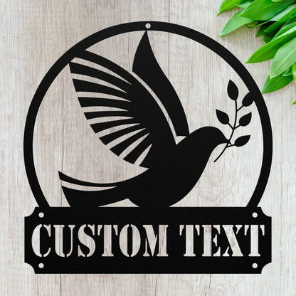 Custom Metal Dove Bird Welcome Sign - Personalized Dove Wall