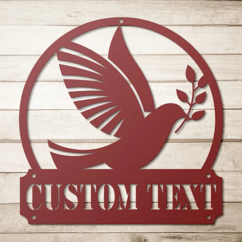 Custom Metal Dove Bird Welcome Sign - Personalized Dove Wall