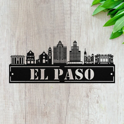 Custom Metal El Paso Sign - Personalized El Paso Skyline