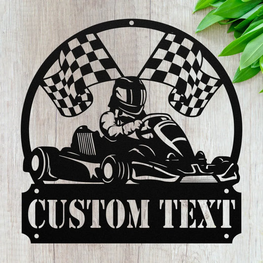 Custom Metal Go Kart Racing Sign - Karting Gift - Black / 12