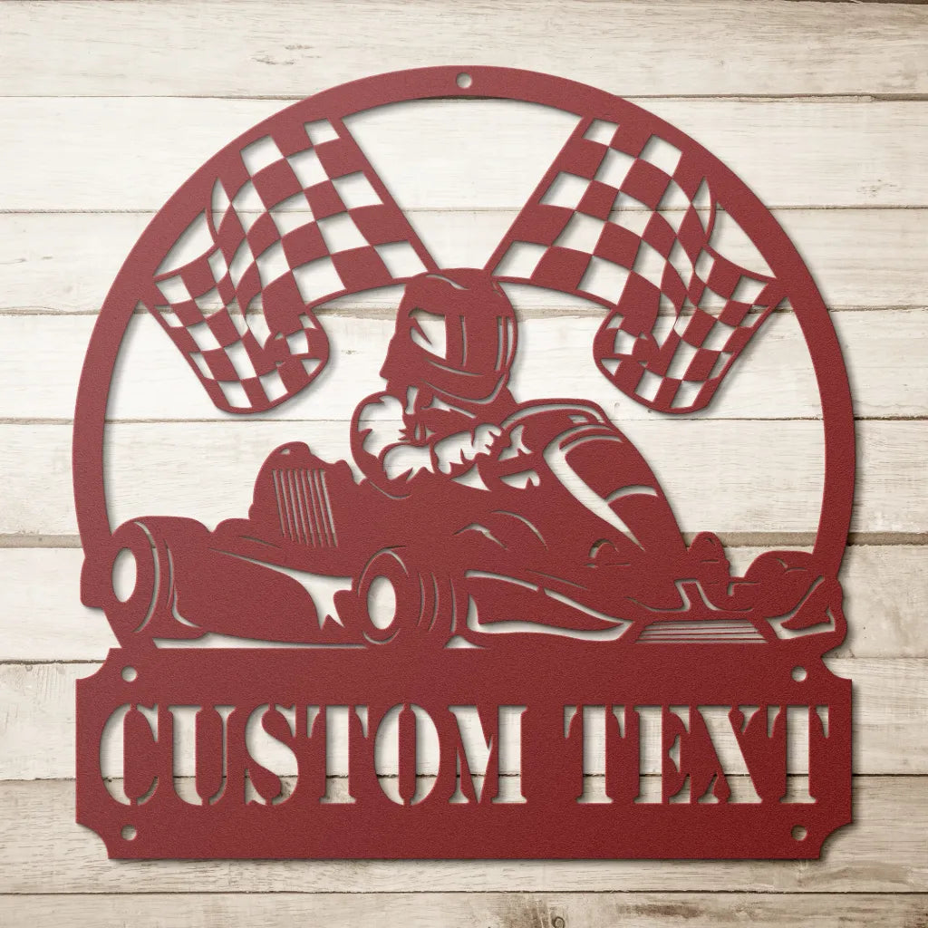 Custom Metal Go Kart Racing Sign - Karting Gift - Red / 12