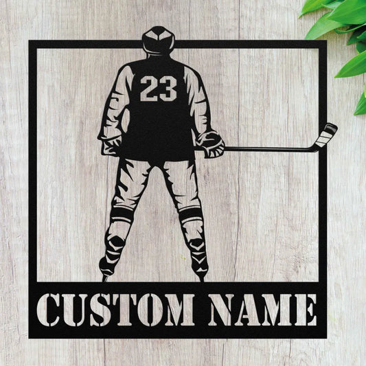 Custom Metal Hockey Sign - Personalized Ice Hockey Wall Art
