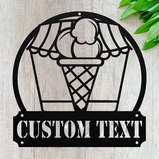 Custom Metal Ice Cream Shop Sign - Personalized Ice Cream
