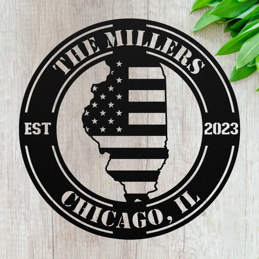 Custom Metal Illinois Sign - Personalized IL State Wall Art
