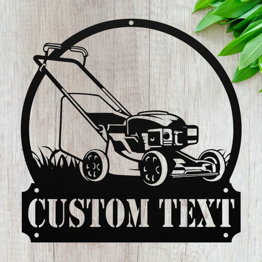 Custom Metal Lawn Mower Sign - Personalized Lawnmower Gifts