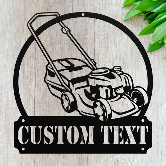 Custom Metal Lawnmower Sign - Personalized Lawn Mower Decor