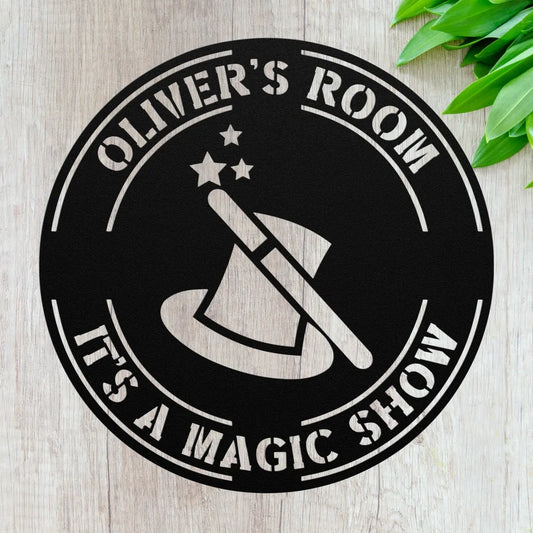 Custom Metal Magician Sign - Personalized Magic Show Wall
