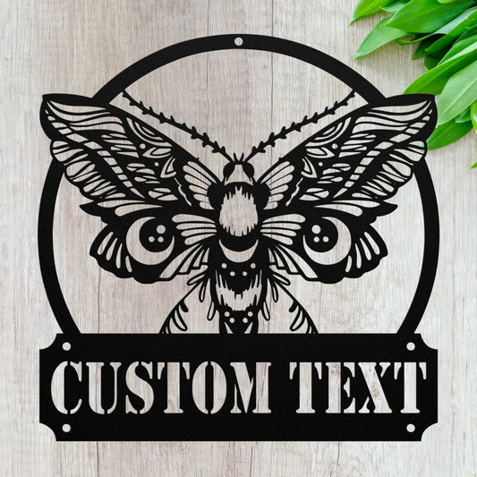 Custom Metal Moth Sign - Personalized Moth Wall Art Decor -