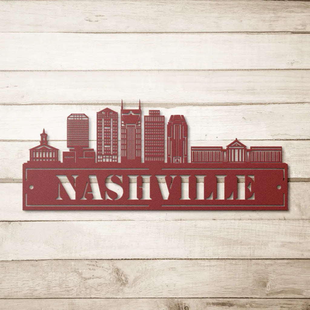 Custom Metal Nashville Sign - Personalized City Skyline Wall