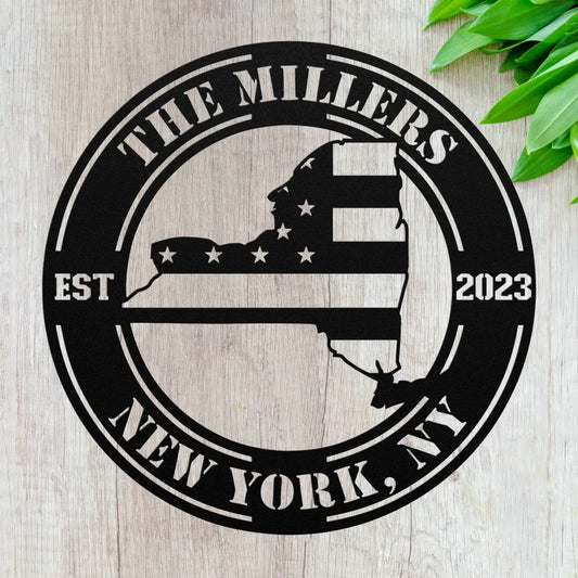 Custom Metal New York Sign - Personalized NY State Wall Art