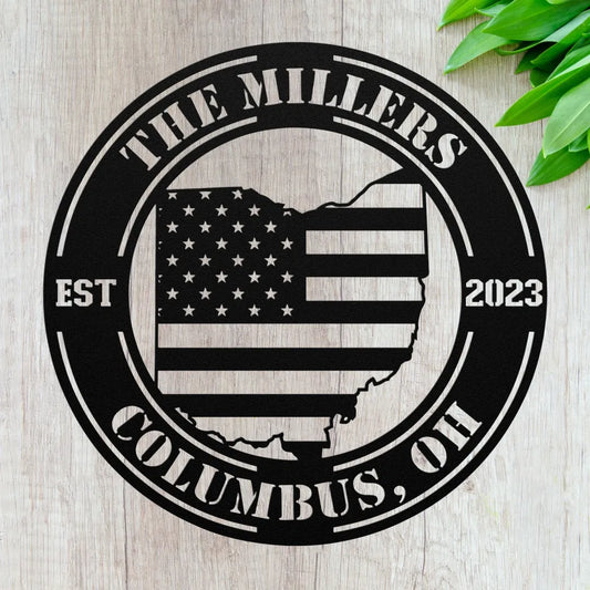 Custom Metal Ohio Sign - Personalized OH State Wall Art