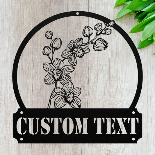 Custom Metal Orchid Welcome Sign - Personalized Orchid Wall