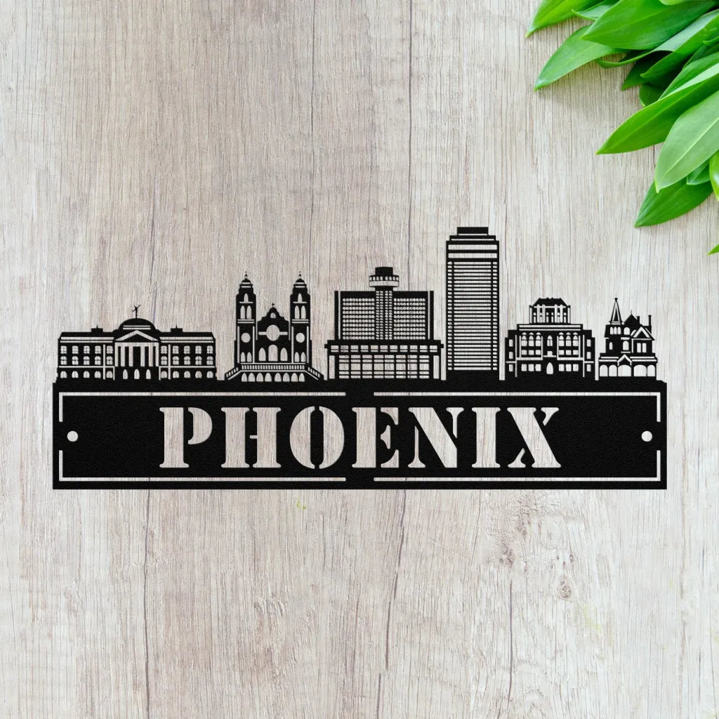 Custom Metal Phoenix Sign - Personalized Phoenix Skyline