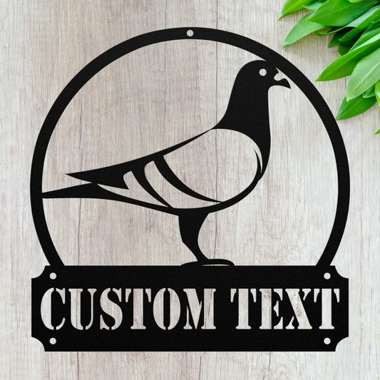 Custom Metal Pigeon Sign - Personalized Birds Wall Art Decor