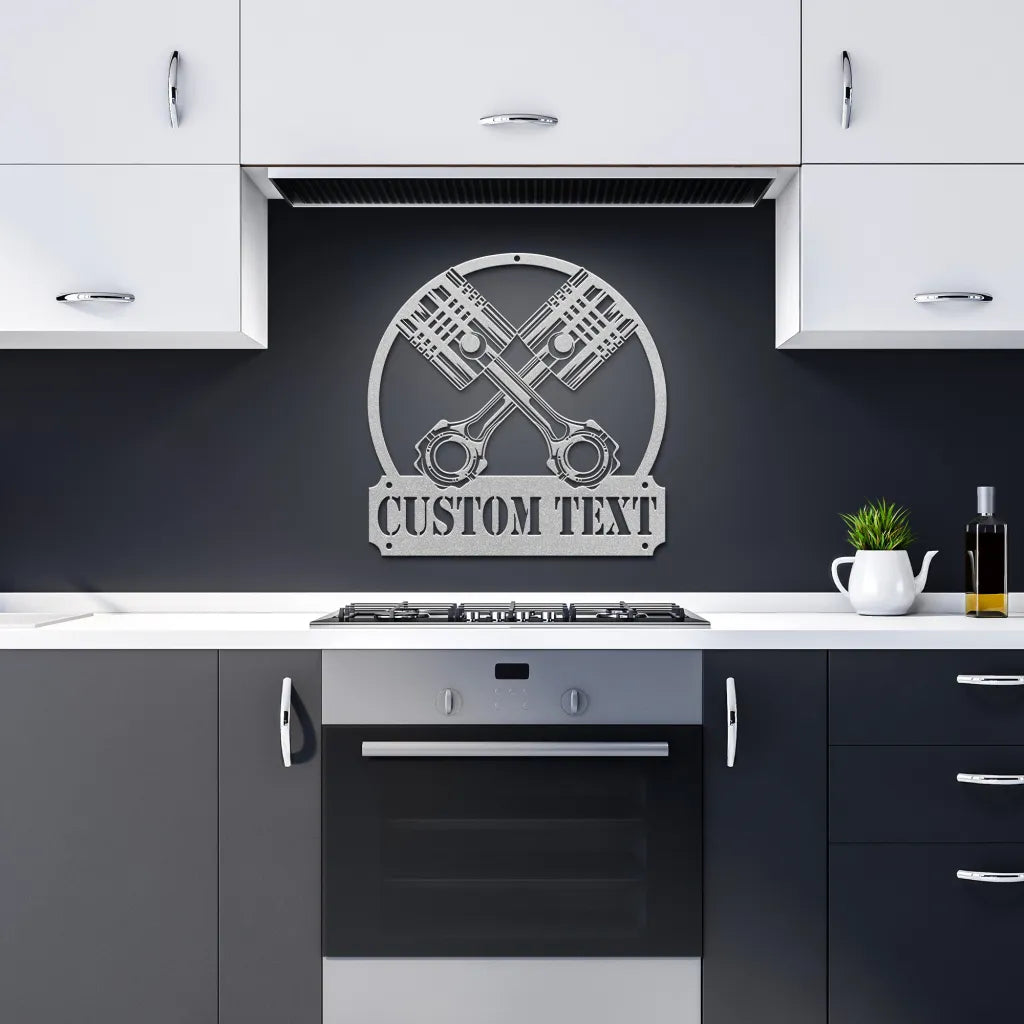 Custom Metal Piston Sign - Grandpa’s Garage - Dad’s Workshop