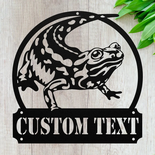 Custom Metal Salamander Sign - Personalized Lizard Wall Art