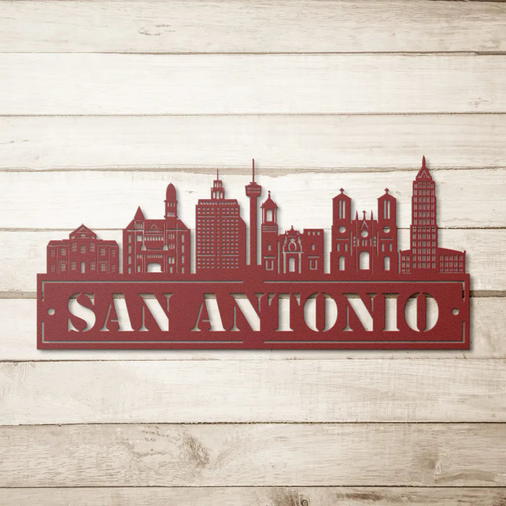 Custom Metal San Antonio Sign - Personalized City Skyline