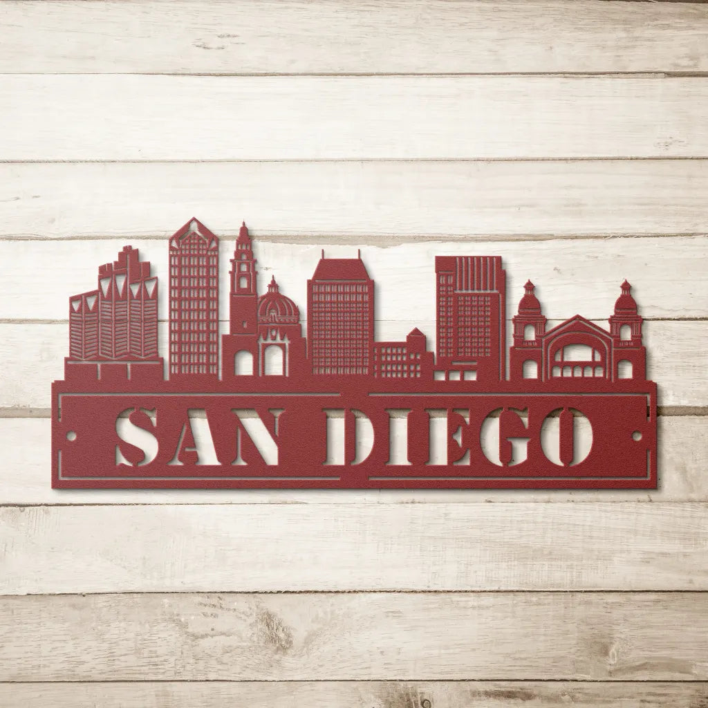 Custom Metal San Diego Sign - Personalized City Skyline Wall