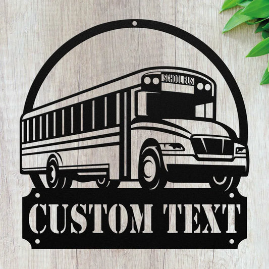 Custom Metal School Bus Sign - Personalized School Bus Wall