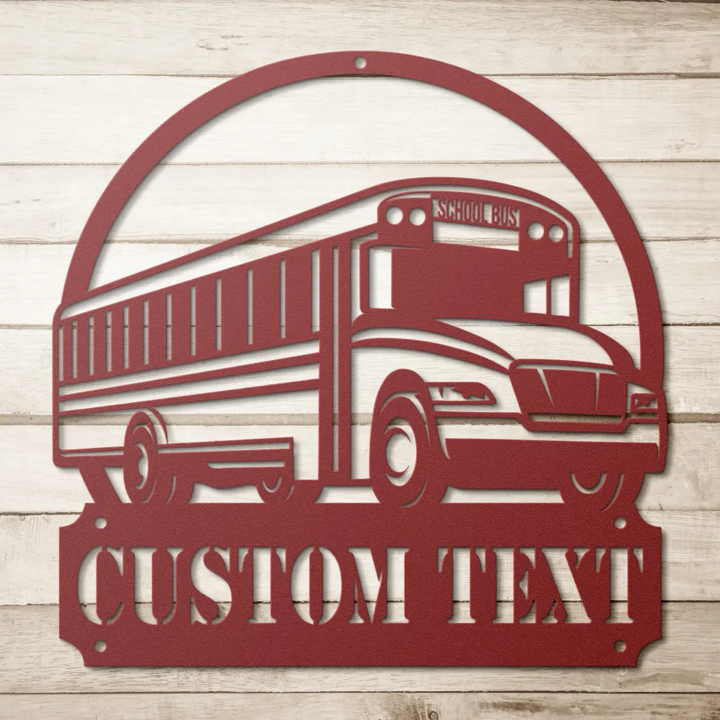 Custom Metal School Bus Sign - Personalized School Bus Wall