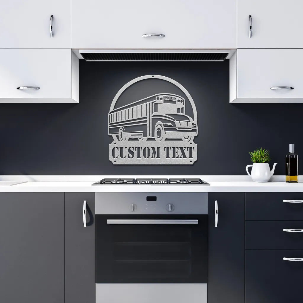 Custom Metal School Bus Sign - Personalized School Bus Wall