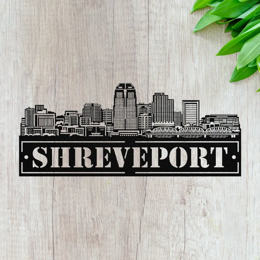 Custom Metal Shreveport Sign - Personalized City Skyline