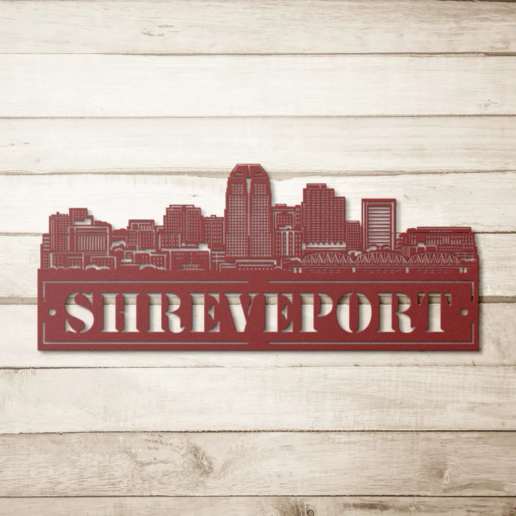 Custom Metal Shreveport Sign - Personalized City Skyline