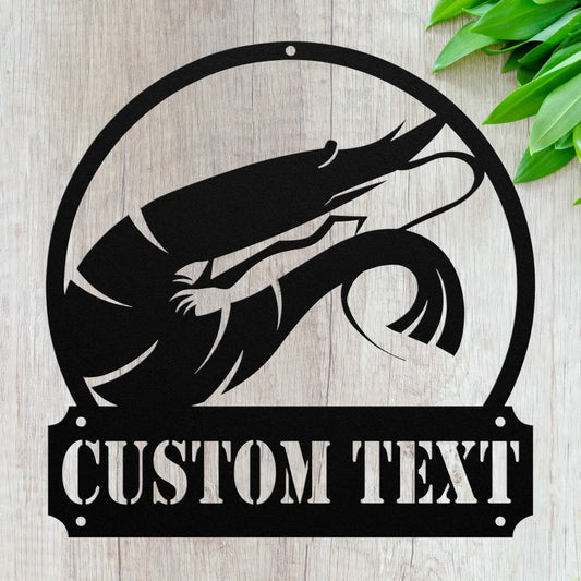 Custom Metal Shrimp Sign - Personalized Sea Food Wall Art