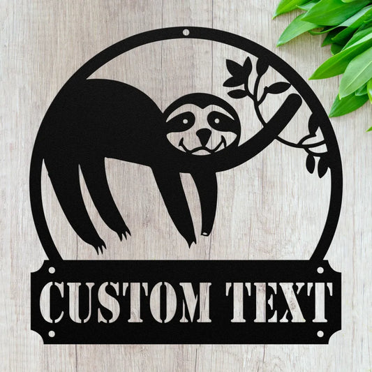 Custom Metal Sloth Name Sign - Personalized Sloth Wall Art