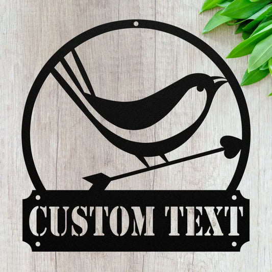 Custom Metal Sparrow Sign - Personalized Bird Wall Art Decor