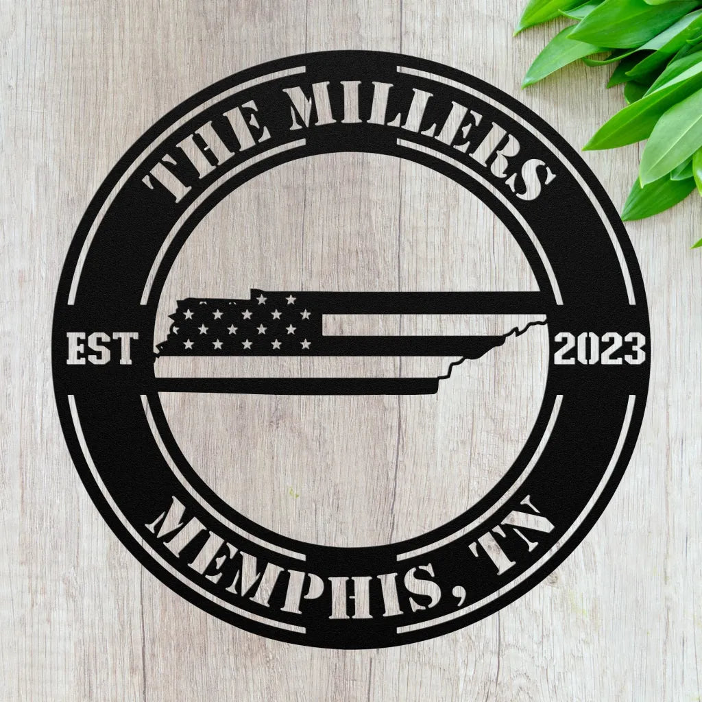 Custom Metal Tennessee Sign - Personalized TN State Wall Art