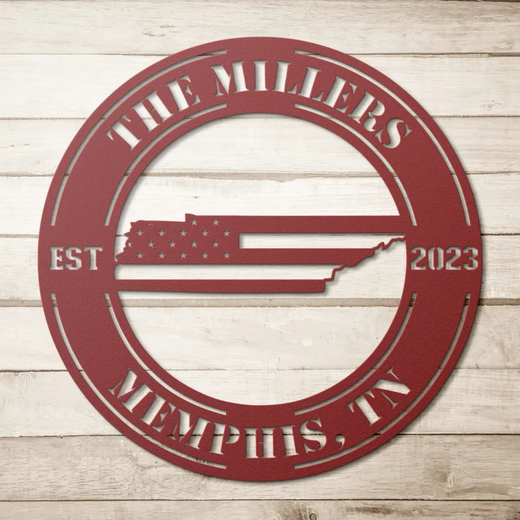 Custom Metal Tennessee Sign - Personalized TN State Wall Art